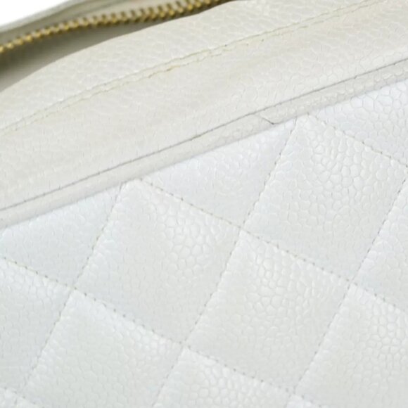 CHANEL CC Chain Shoulder Bag Caviar Skin Leather White GHW Vintage - Picture 4 of 16